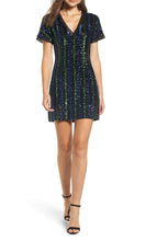 Load image into Gallery viewer, SEQUIN STRIPE MINI DRESS