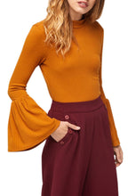 Load image into Gallery viewer, Cassie Bell Sleeve Mustard Bodysuit