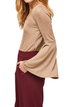 Load image into Gallery viewer, Kadin Dusty Gold Bell Sleeve Top