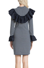 Load image into Gallery viewer, CONTRAST RUFFLE @DECOLLETEE DRESS