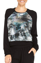 Load image into Gallery viewer, Metallic Gray Camo Sequin Sweatshirt
