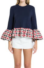Load image into Gallery viewer, CONTRAST HEM PEPLUM TOP