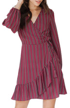 Load image into Gallery viewer, Aurora Stripe Wrap Dress
