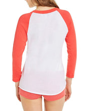 Load image into Gallery viewer, Champagne Brain Lil Bro Raglan | Clean White Scarlet