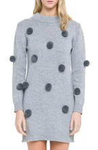 Load image into Gallery viewer, FURRY POM POM KNIT DRESS