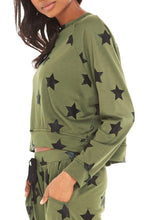Load image into Gallery viewer, Army Green Stars Foil Crewneck Hoodie