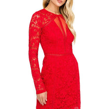 Load image into Gallery viewer, Long Sleeve Lace Illusion Dress