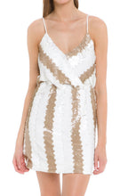 Load image into Gallery viewer, CH460D- OVERLAPPING SEQUIN MINI DRESS