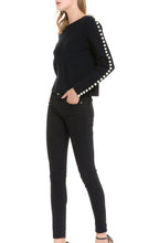 Load image into Gallery viewer, JJ150T- PEARL SLEEVE SWEATER
