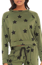 Load image into Gallery viewer, Army Green Stars Foil Crewneck Hoodie