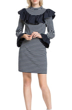 Load image into Gallery viewer, CONTRAST RUFFLE @DECOLLETEE DRESS