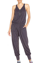 Load image into Gallery viewer, Navy Shimmer Knit Jumpsuit