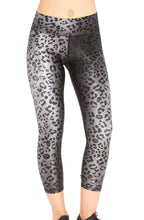Load image into Gallery viewer, Charcoal Cheetah Tall Band Capri Leggings