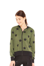 Load image into Gallery viewer, Army Green Stars Foil Bomber