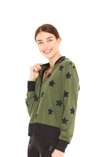 Load image into Gallery viewer, Army Green Stars Foil Bomber