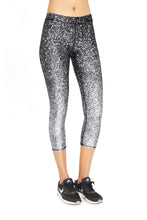 Load image into Gallery viewer, Black and White Glitter Capri Leggings