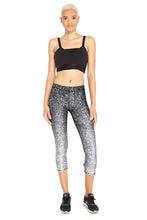 Load image into Gallery viewer, Black and White Glitter Capri Leggings