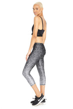 Load image into Gallery viewer, Black and White Glitter Capri Leggings