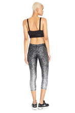 Load image into Gallery viewer, Black and White Glitter Capri Leggings