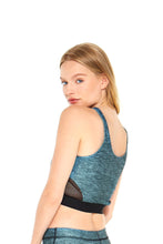 Load image into Gallery viewer, Heathered Teal Fishnet Crop Top