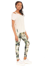 Load image into Gallery viewer, Metallic Green Camo Tall Band Leggings
