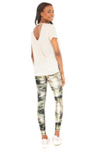 Load image into Gallery viewer, Metallic Green Camo Tall Band Leggings