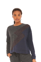 Load image into Gallery viewer, Navy Shimmer Knit Bolt Crewneck