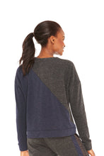 Load image into Gallery viewer, Navy Shimmer Knit Bolt Crewneck
