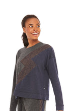 Load image into Gallery viewer, Navy Shimmer Knit Bolt Crewneck