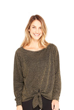 Load image into Gallery viewer, Gold Shimmer Knit Tie Front