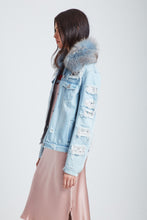 Load image into Gallery viewer, The Parallax Distressed Denim Jacket - Blue