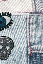 Load image into Gallery viewer, Denim Sequin Patchwork Leggings