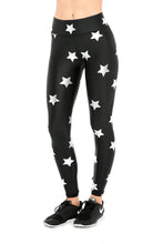 Load image into Gallery viewer, Silver Stars Foil Tall Band Leggings