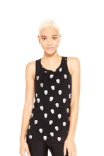 Load image into Gallery viewer, Silver Starry Eyed Skull Foil Racerback Tank